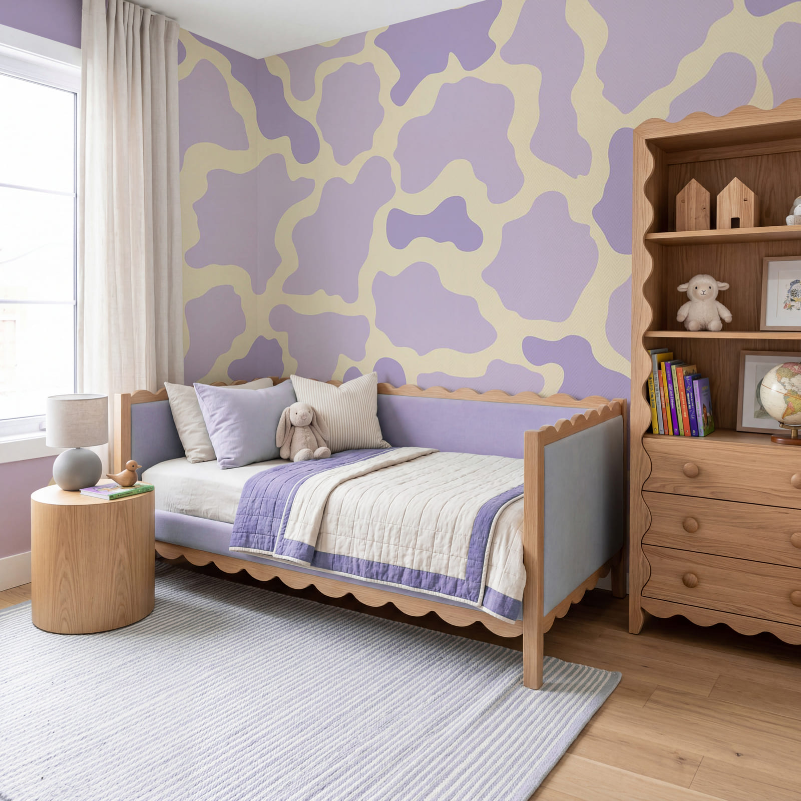 Purple and yellow cow pattern