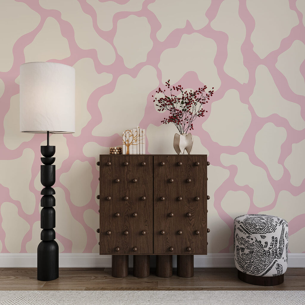 Pink and white cow pattern