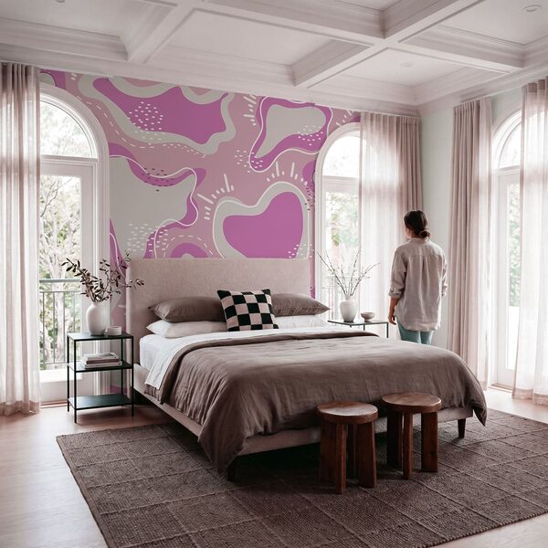 Pink and white shapes
