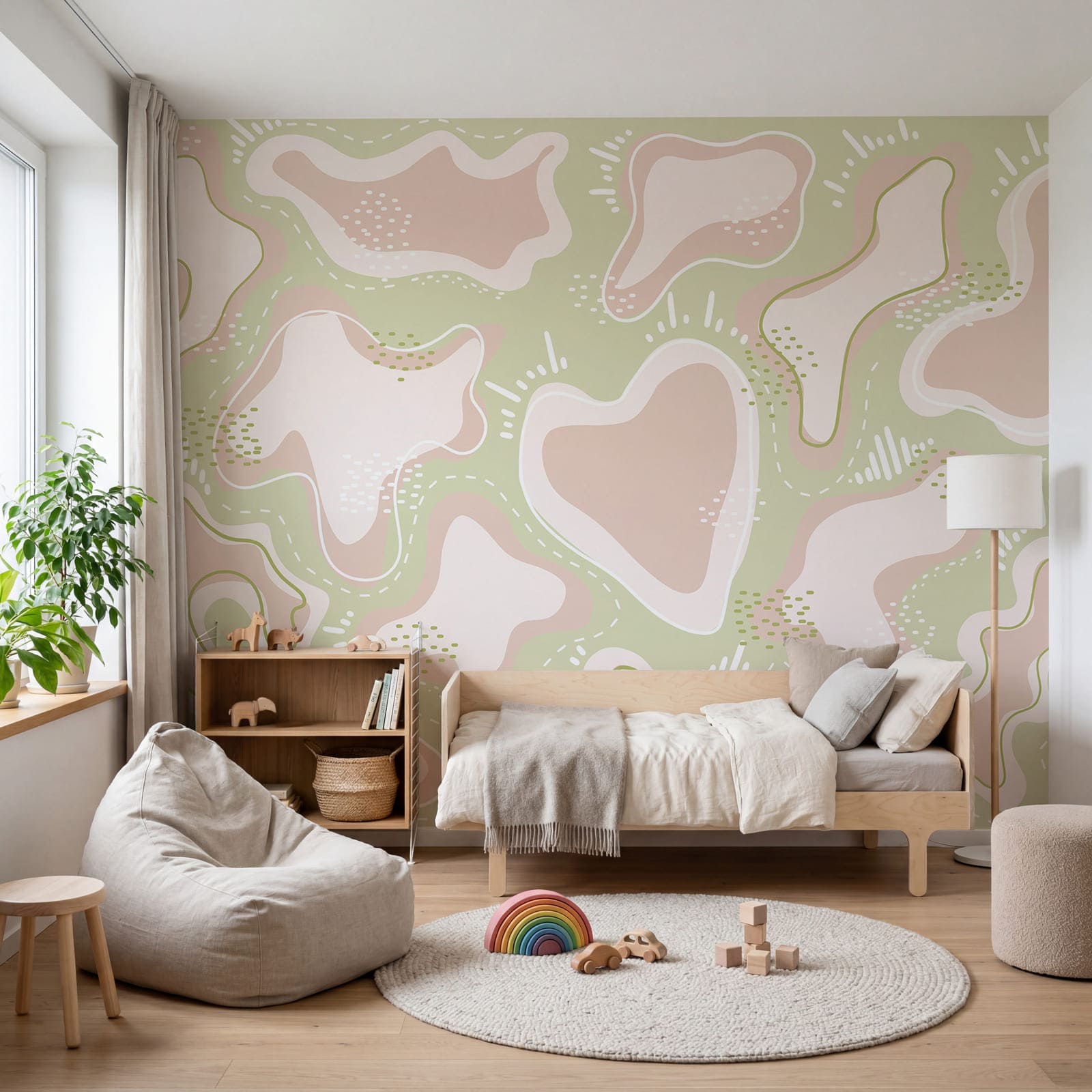 Pink and white shapes