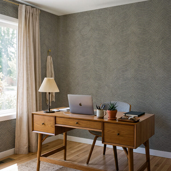 Grey fabric with white lines