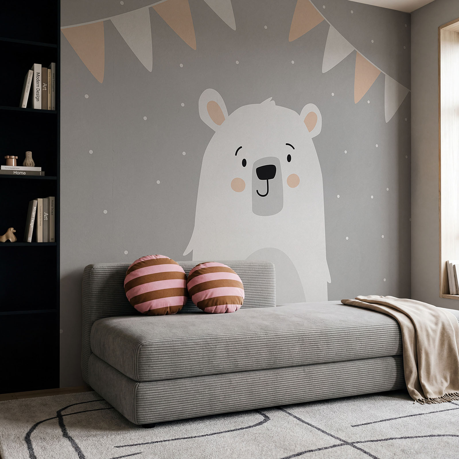 White bear with a grey background White bear with a grey background