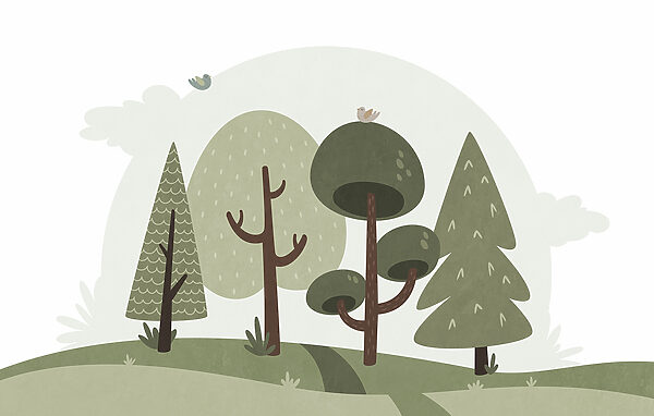 Cartoon of trees and grass