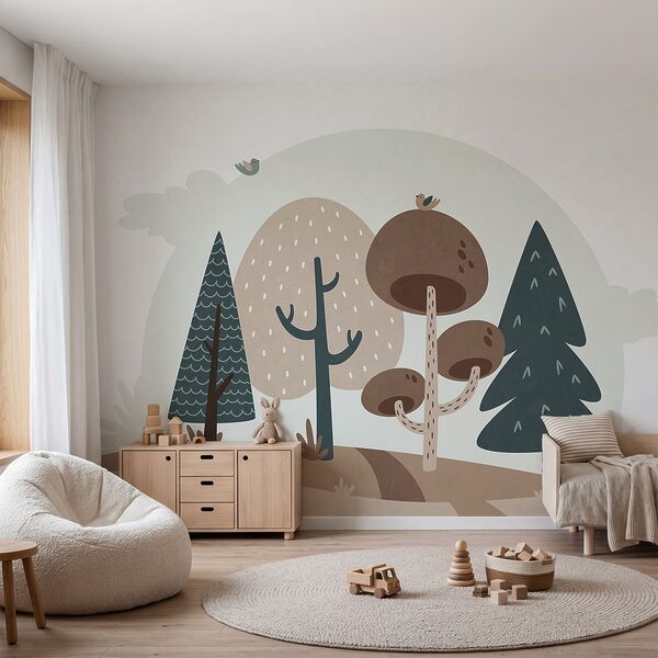 Cartoon of trees and a bird Cartoon of trees and a bird