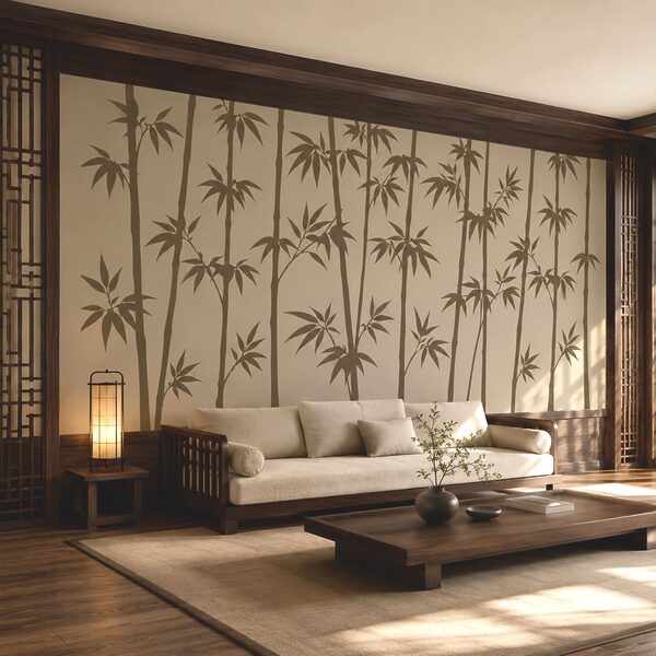 Bamboo silhouettes against a neutral backdrop Bamboo silhouettes against a neutral backdrop