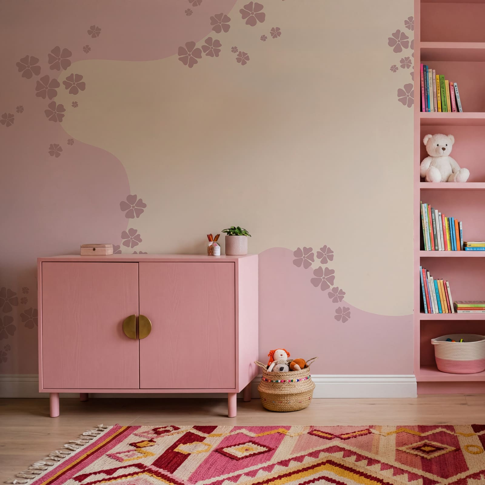Pink and white background with flowers Pink and white background with flowers