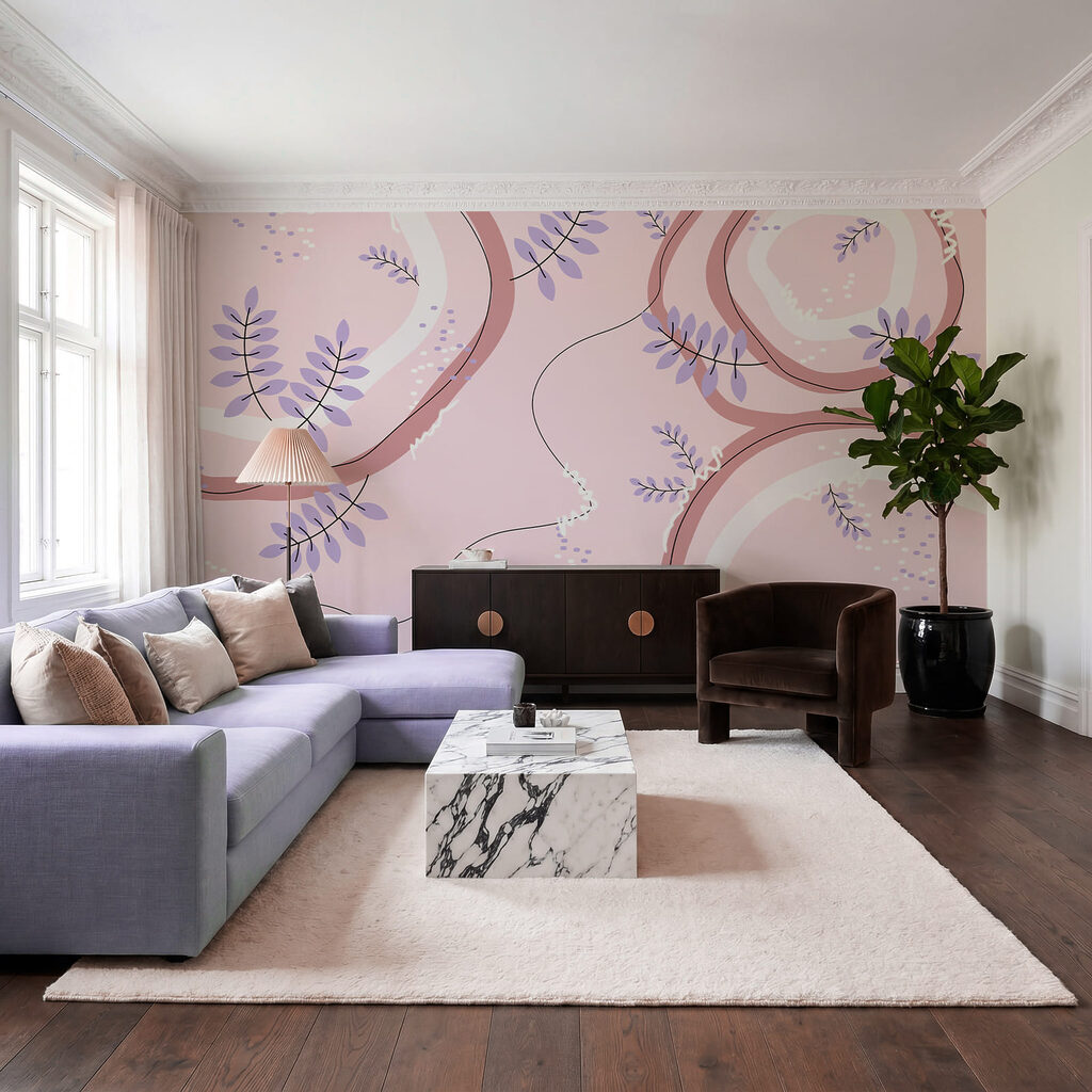 Pink and purple pattern with leaves
