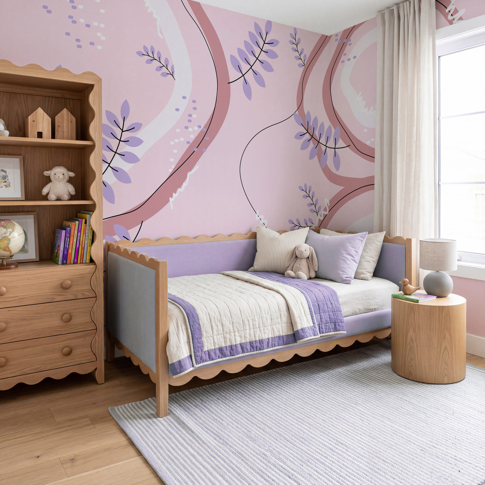 Pink and purple pattern with leaves