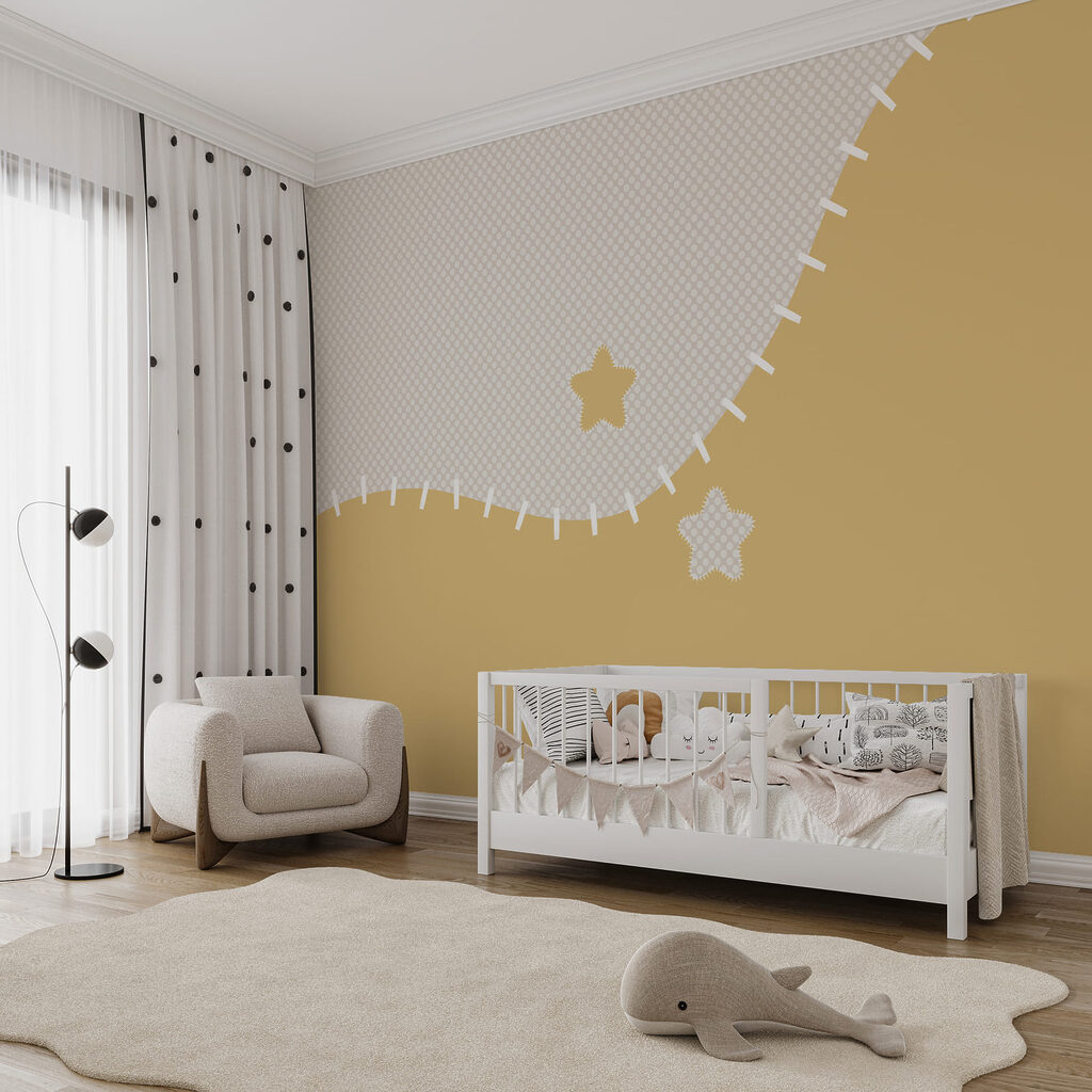 White and yellow fabric with stars White and yellow fabric with stars