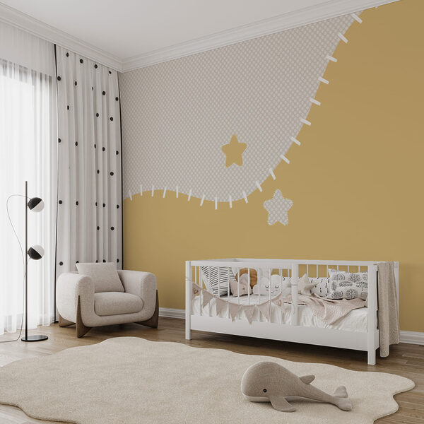 White and yellow fabric with stars White and yellow fabric with stars