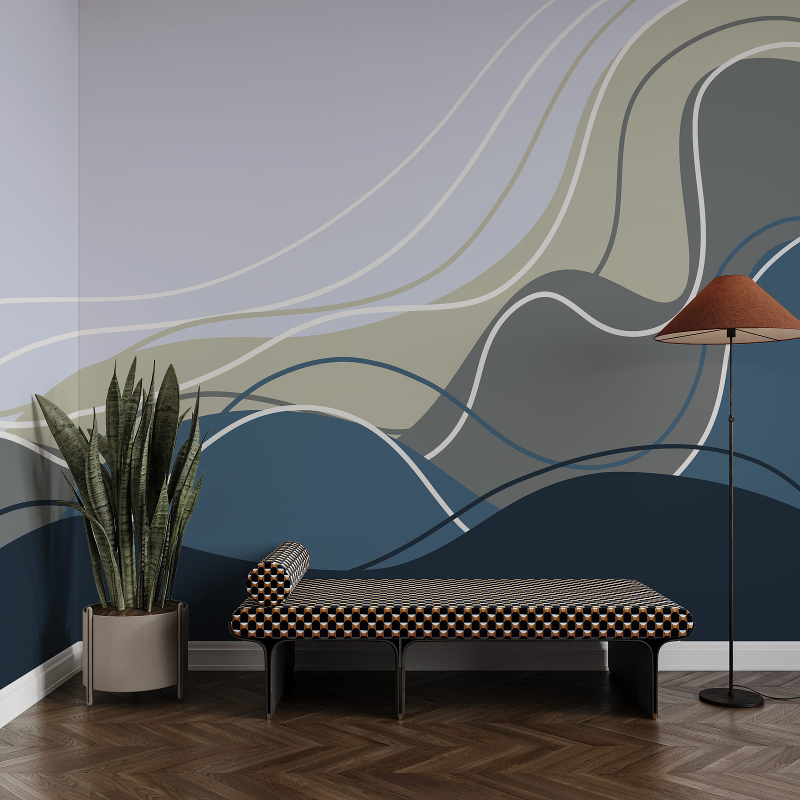Blue and grey wavy lines Blue and grey wavy lines