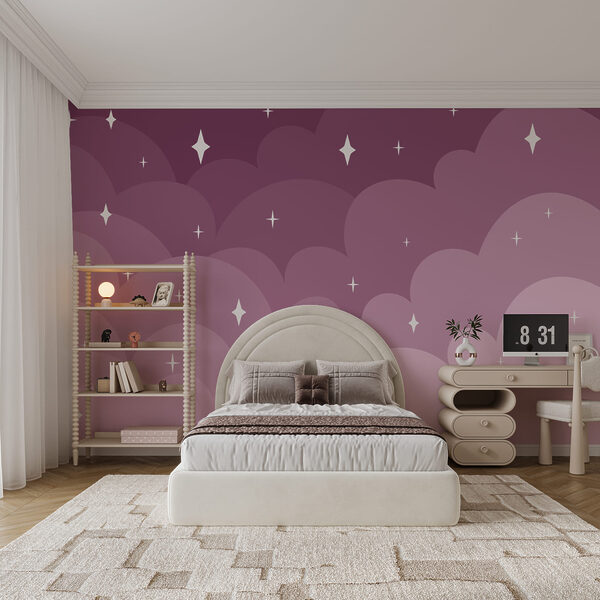 Purple and pink clouds and stars Purple and pink clouds and stars