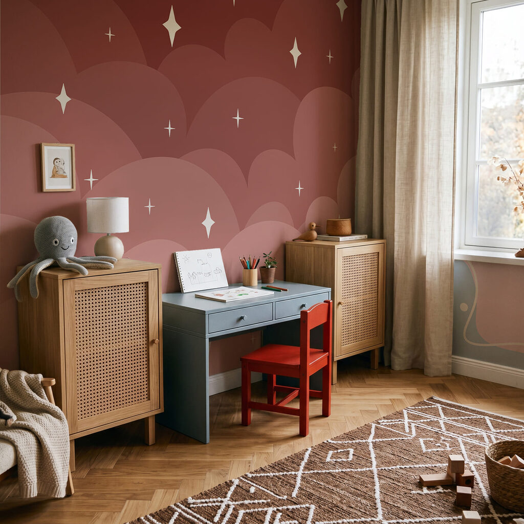 Pink clouds and stars