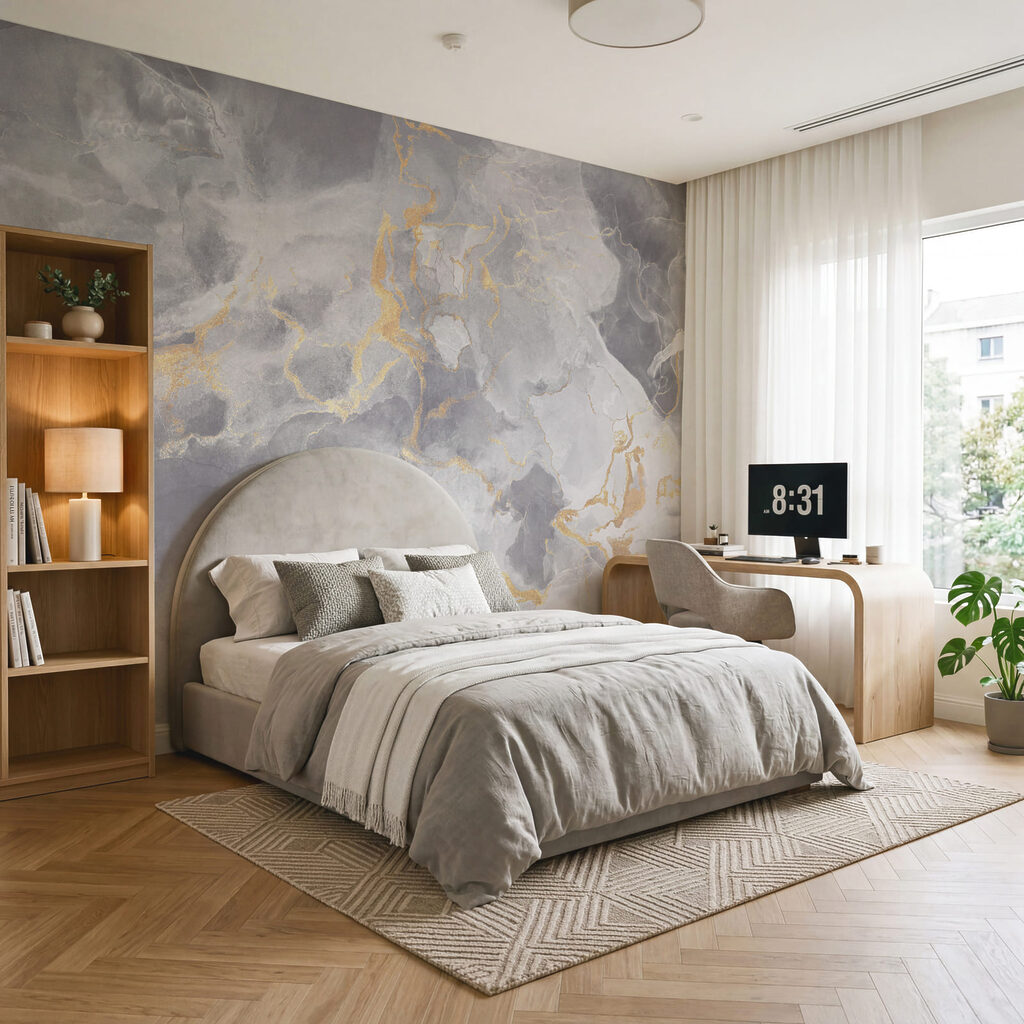 - Fluid patterns in soft gray tones - Fluid patterns in soft gray tones