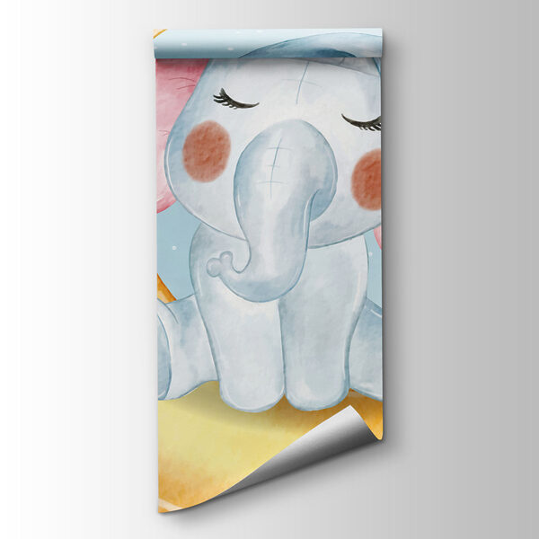 Cartoon elephant sitting on the moon