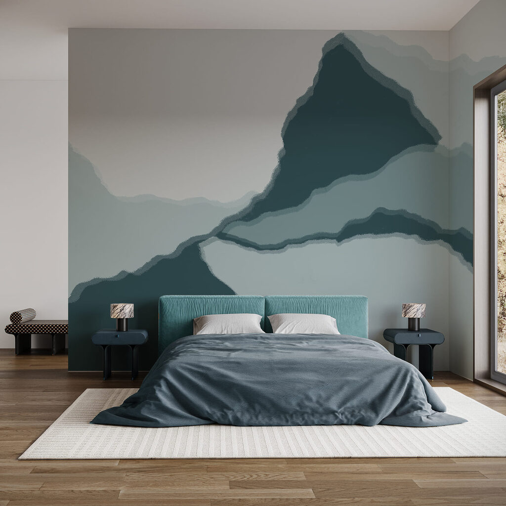 Abstract mountain landscape in cool tones