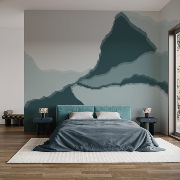 Abstract mountain landscape in cool tones
