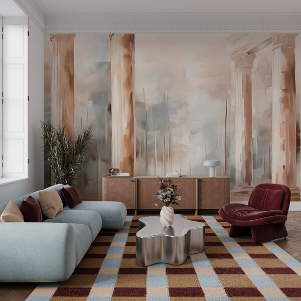 Painting of a building with columns Painting of a building with columns