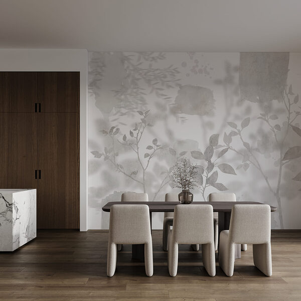 White and gray background with plants and leaves White and gray background with plants and leaves