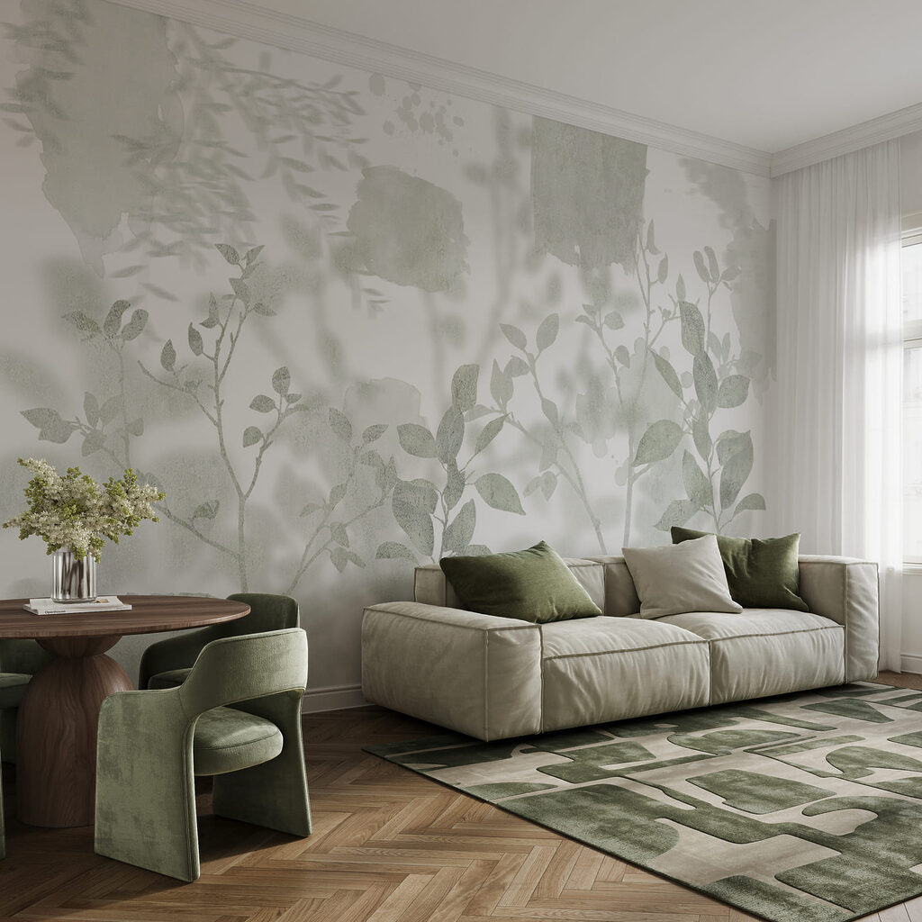 White and gray background with leaves and brush strokes White and gray background with leaves and brush strokes