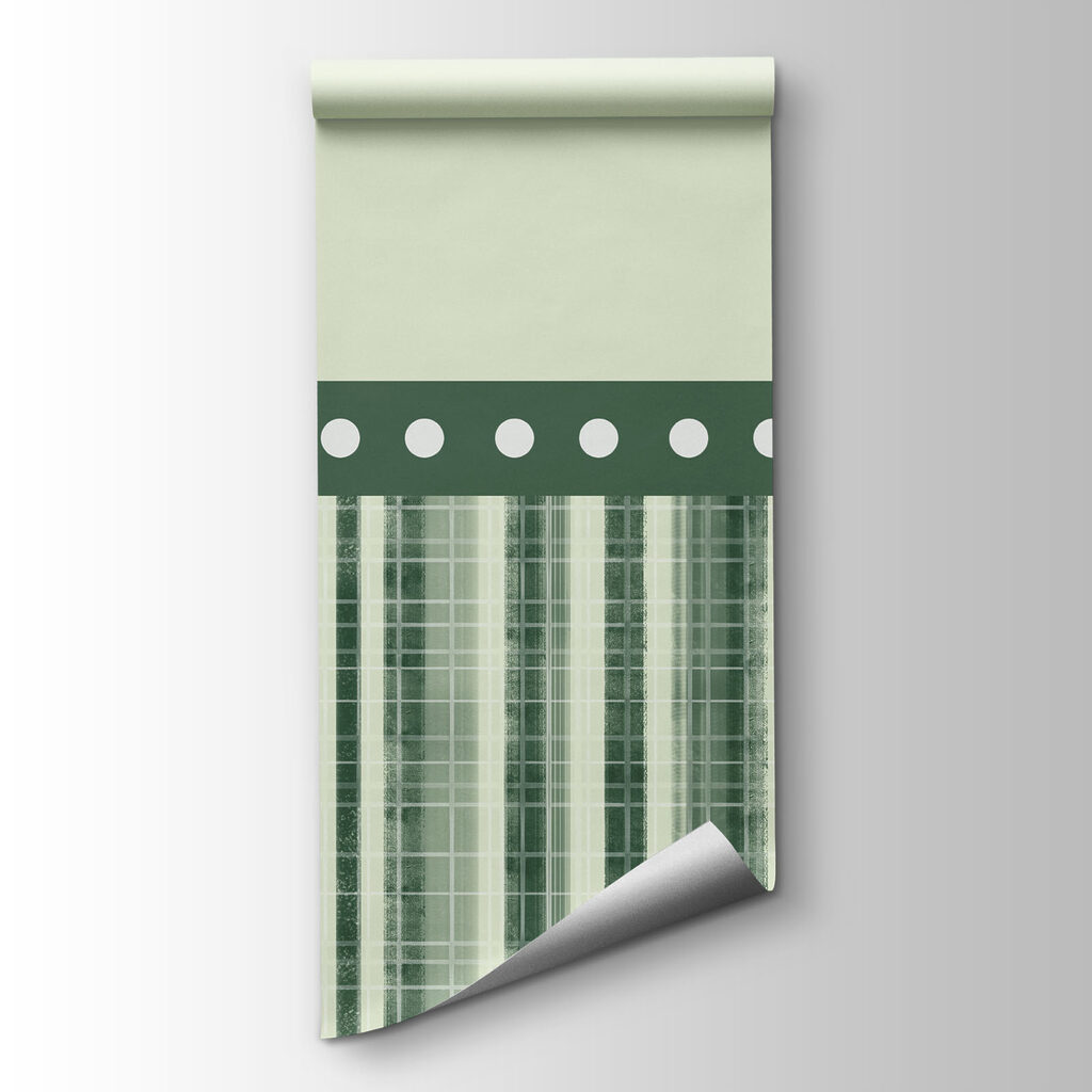 Green and white striped wallpaper