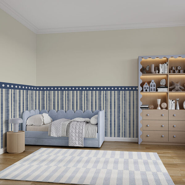 Strip of blue and white fabric