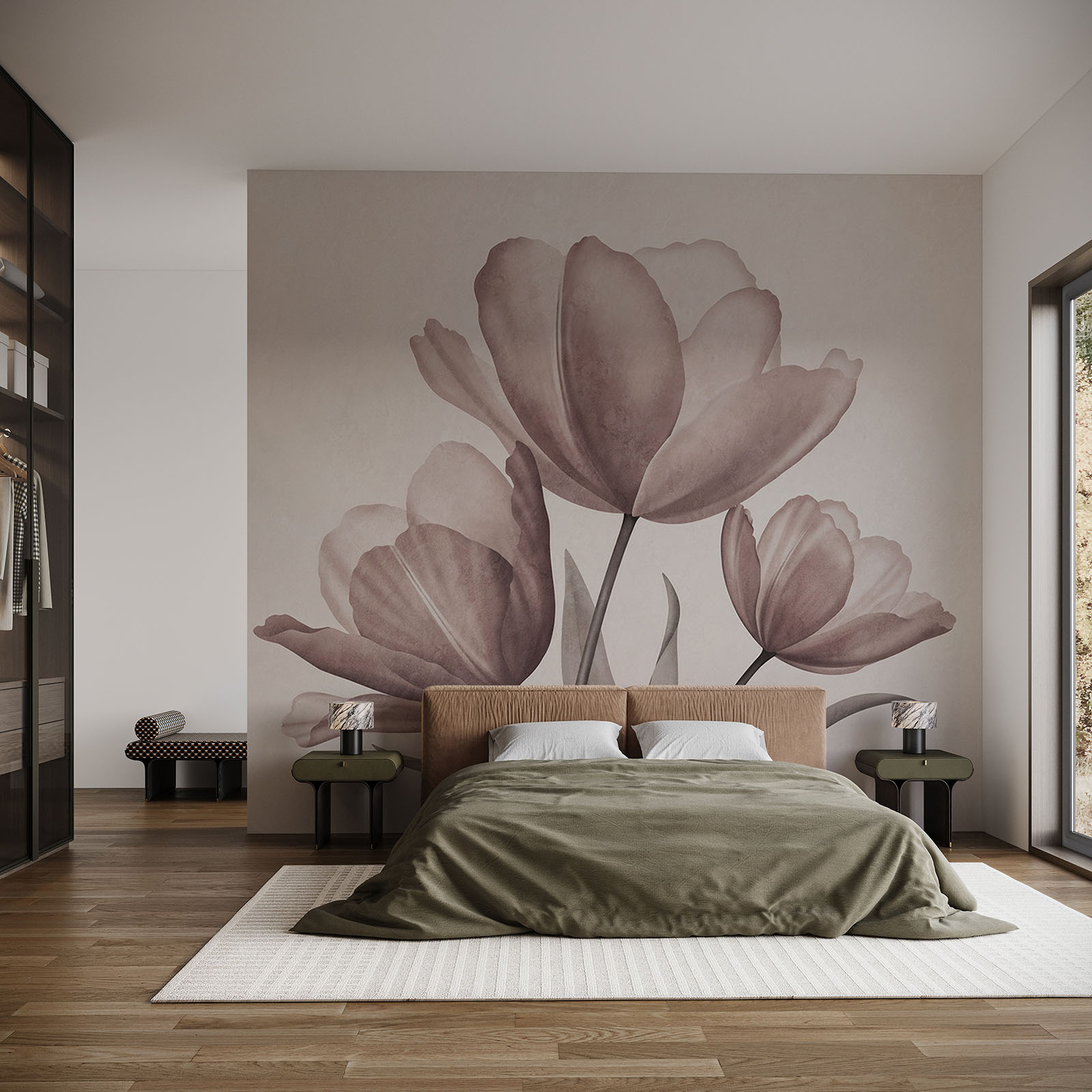 Elegant tulips in soft pastel tones