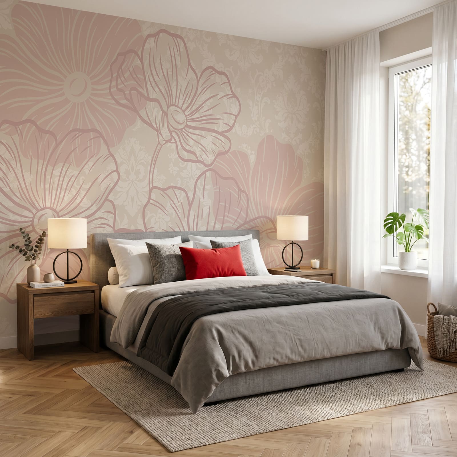 Pink flowers on a white background