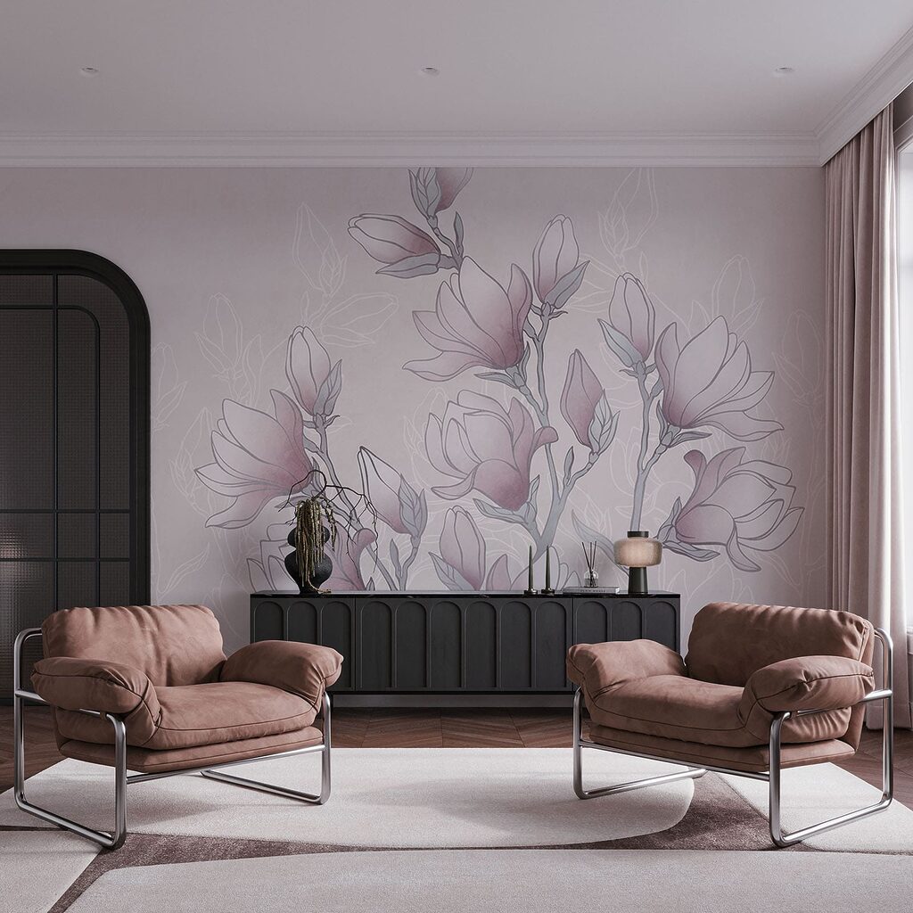 Drawing of flowers on a branch