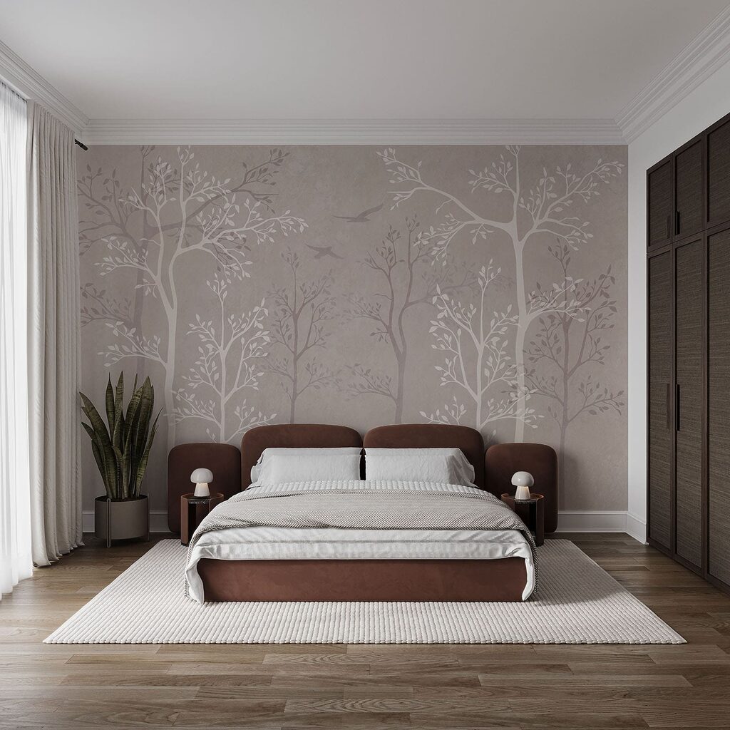 Wallpaper with trees and birds Wallpaper with trees and birds
