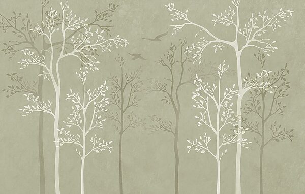 Wallpaper with trees and birds Wallpaper with trees and birds