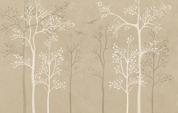 Wallpaper with trees and birds Wallpaper with trees and birds