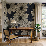 Wall mural Group of flowers on a blue background