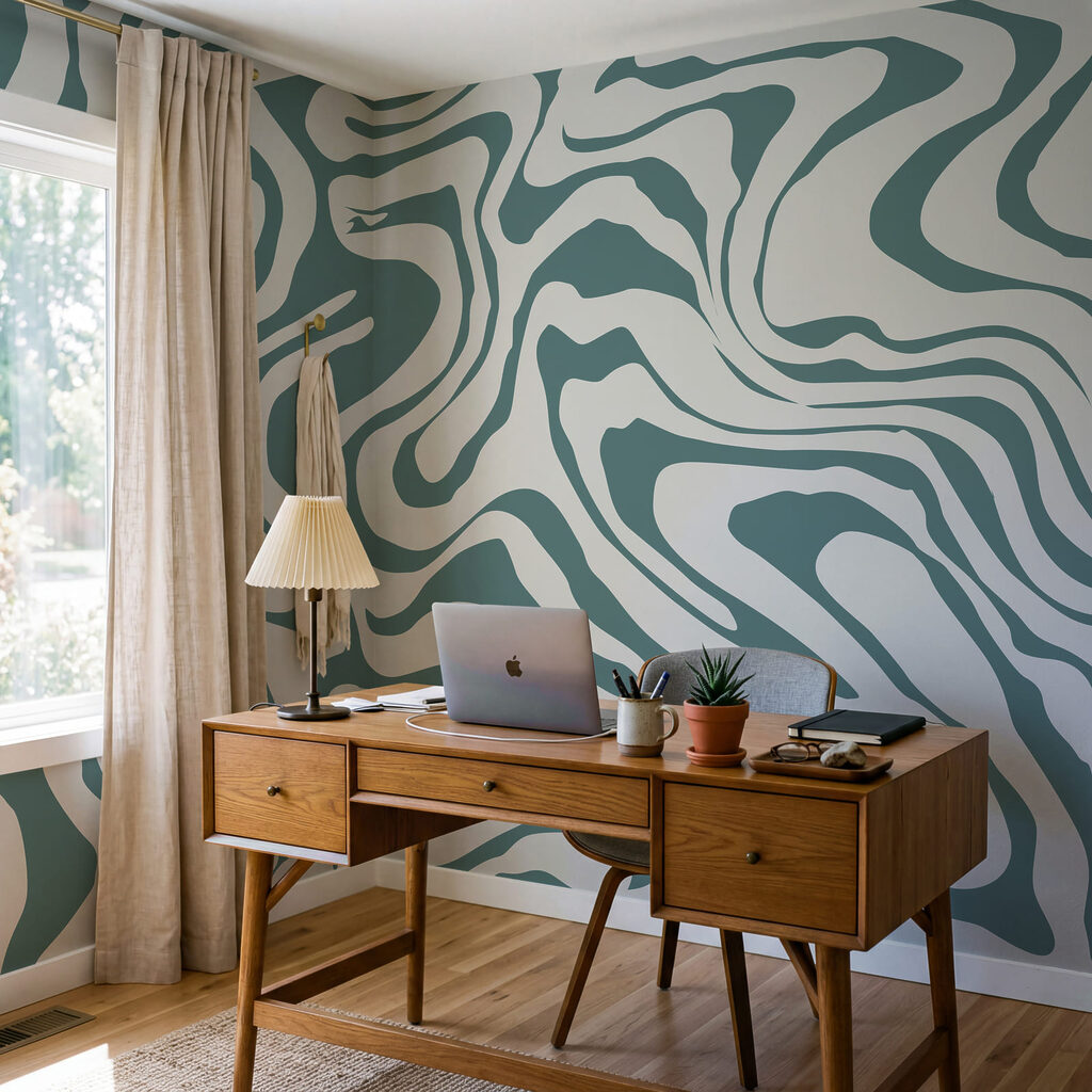 Flowing lines in cool hues