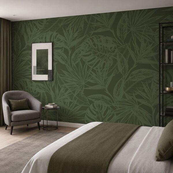 Green background with leaves Green background with leaves