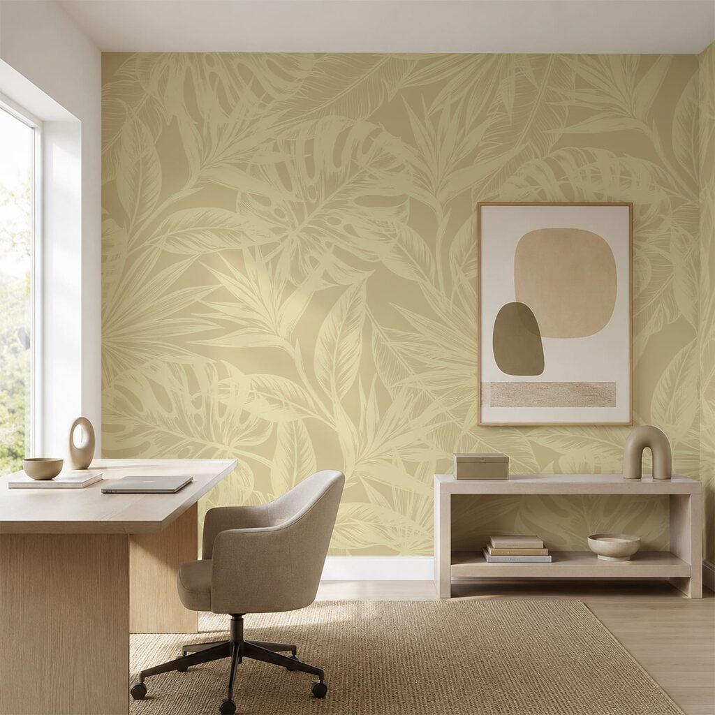 Pattern of leaves on a beige background Pattern of leaves on a beige background