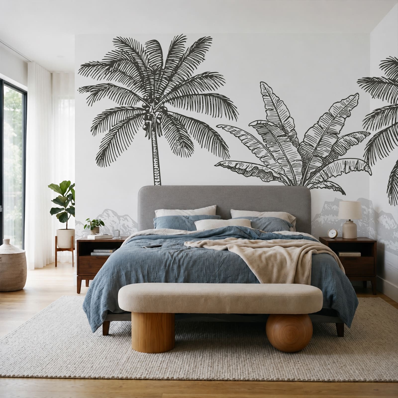 Palm trees and a beach