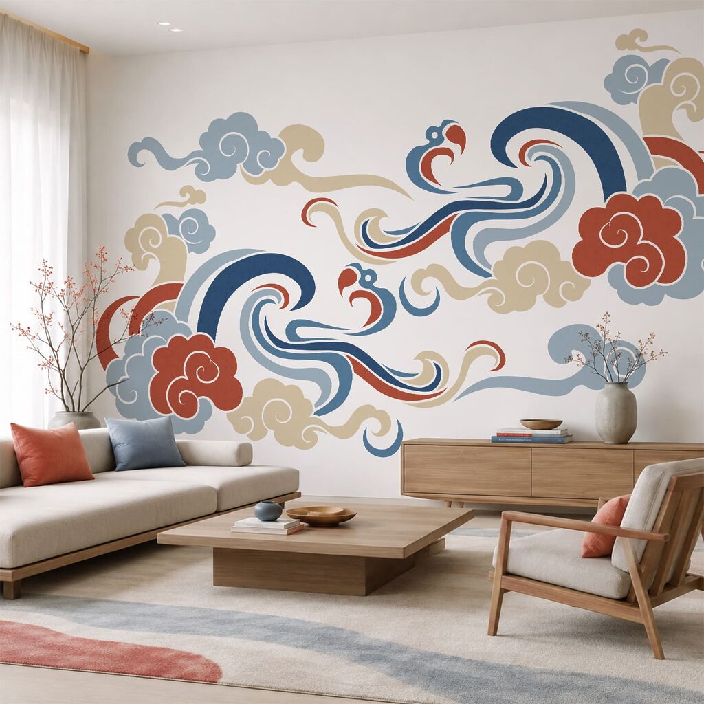 Design of clouds and flowers Design of clouds and flowers