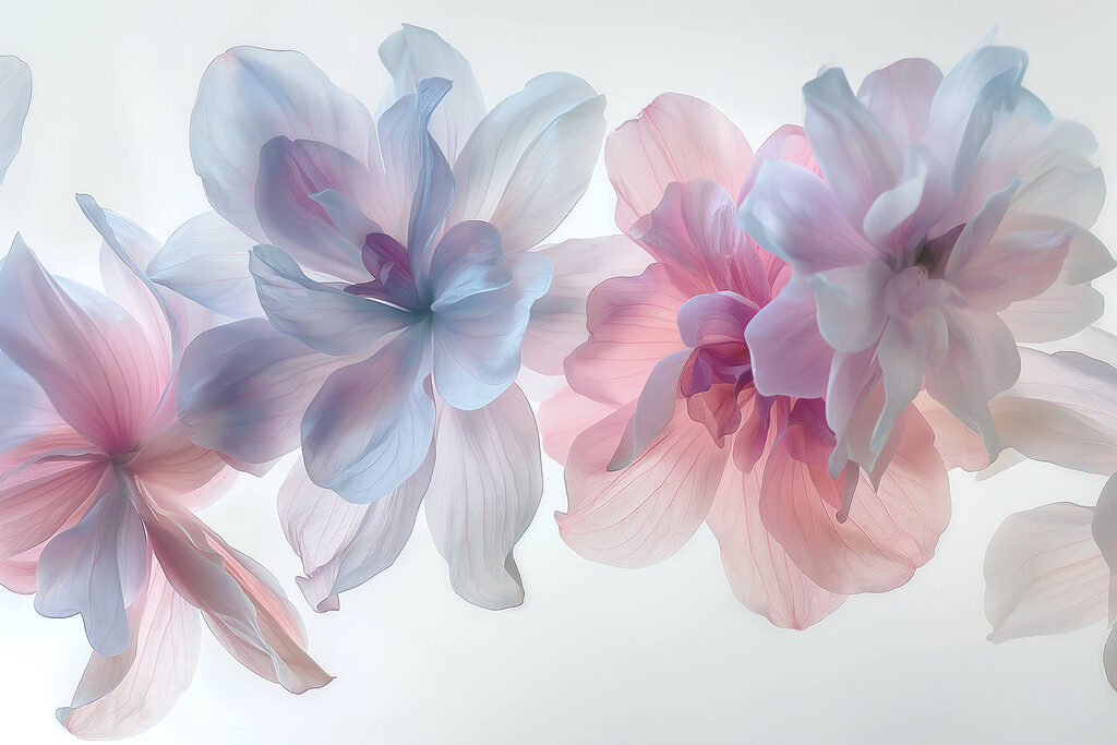 Group of flowers with pink and blue petals Group of flowers with pink and blue petals