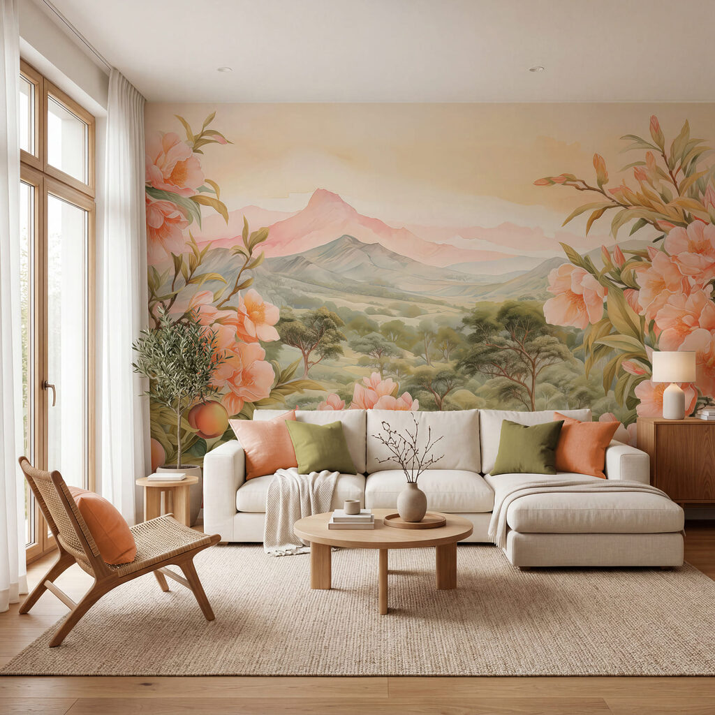 Painting of flowers and trees