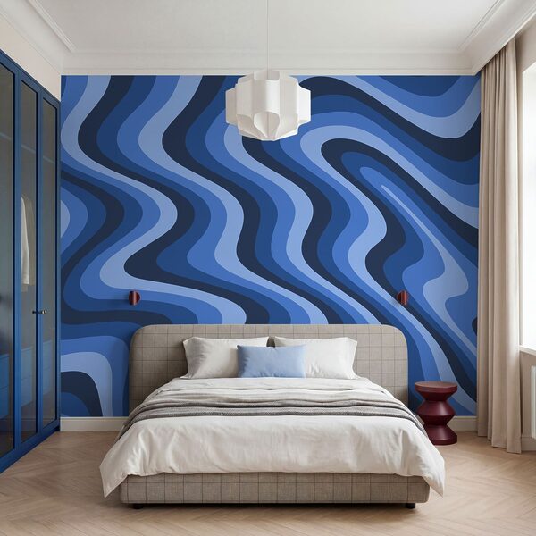 Blue and white wavy lines