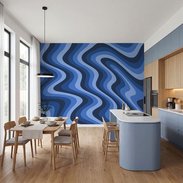 Blue and white wavy lines