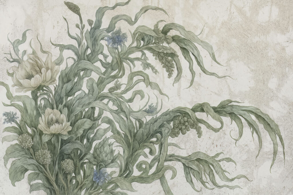 Painting of flowers and leaves