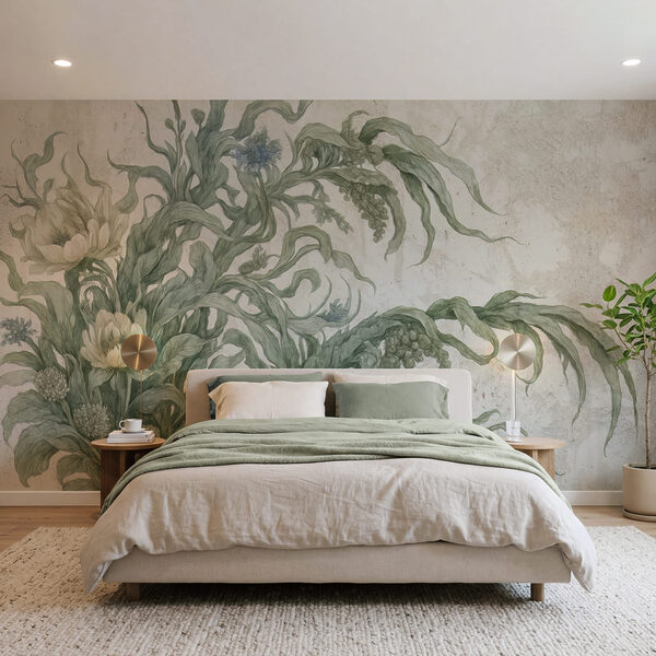 Painting of flowers and leaves