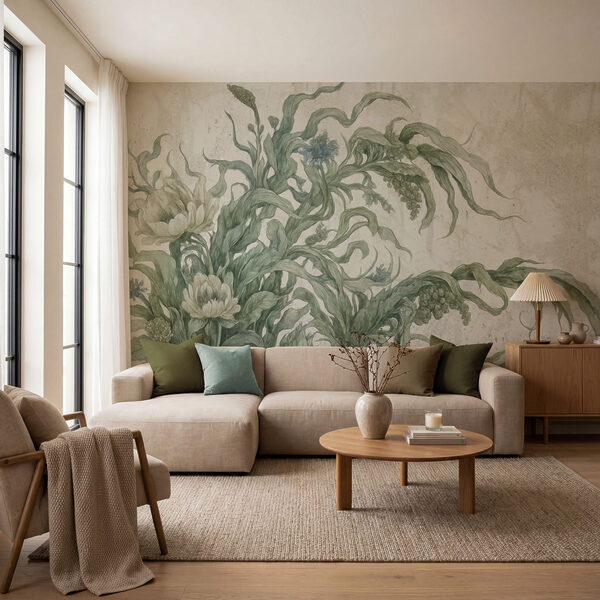 Painting of flowers and leaves