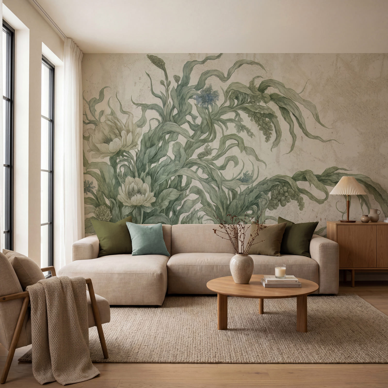 Painting of flowers and leaves