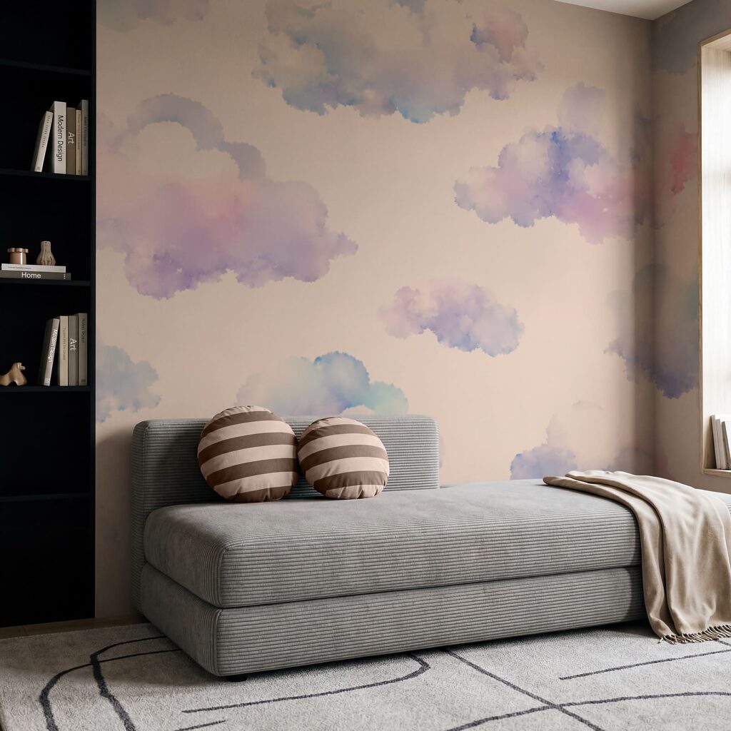 Pattern of clouds on a white background