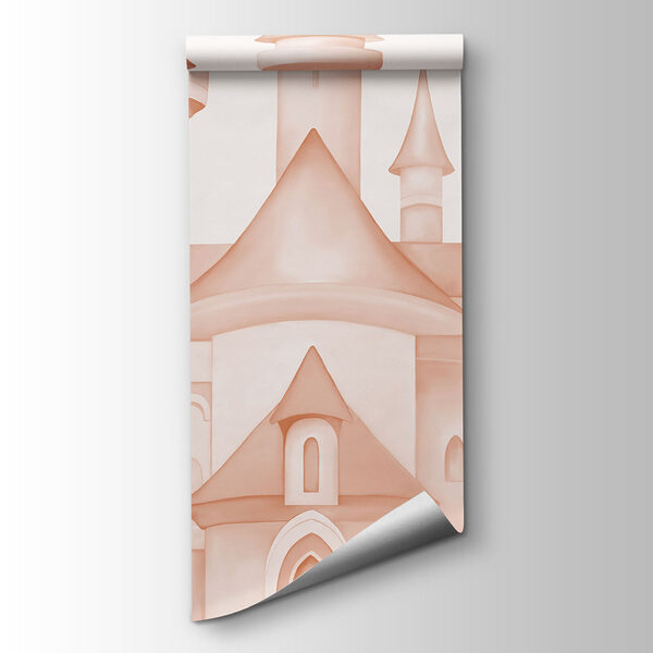 Pink castle with butterflies and flowers Pink castle with butterflies and flowers