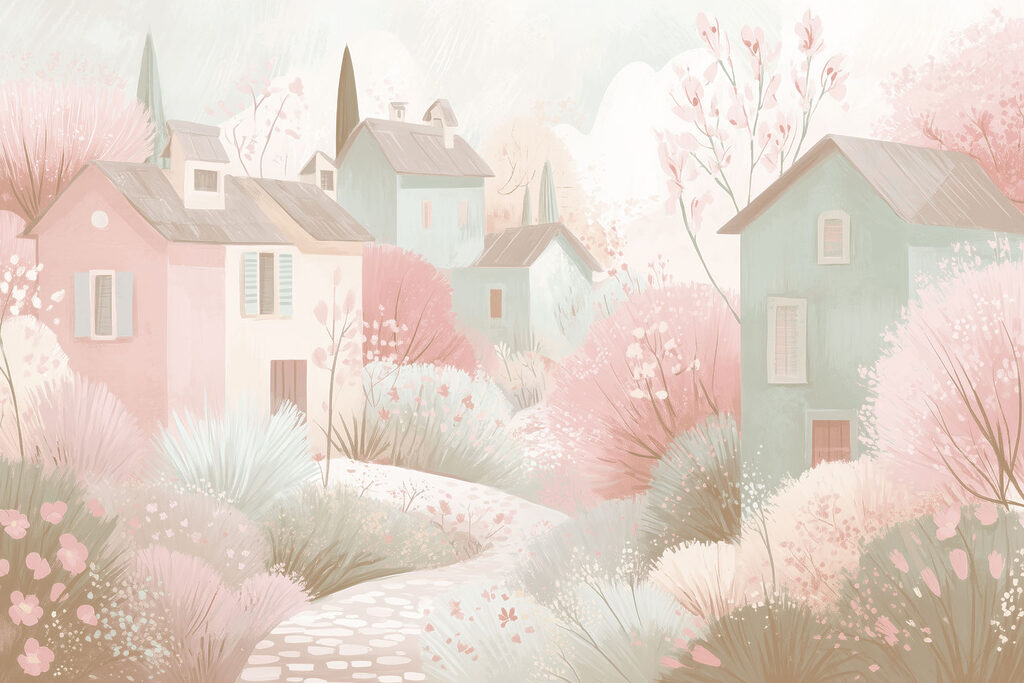 Painting of a small town Painting of a small town