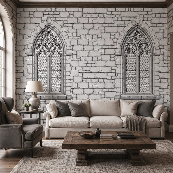 Wall mural Stone wall with windows